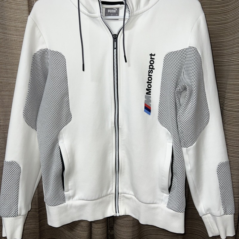 Puma BMW M Motorsport Men's White Hooded Sweat Jacket Size S  #599520-02