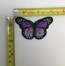 Monarch Butterfly Patch Embroidered Purple-Black-White 3 Inches