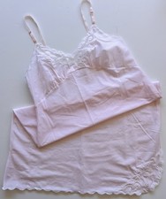 Sears Size 38 Bias Cut Cotton Blend Pink Slip Nightie Lingerie Delicate Lace