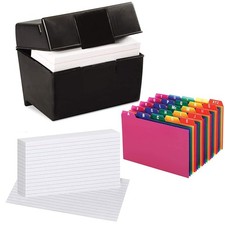 Plastic Index Card Holder, Flip Top File Box Holds 300 4 x 6 Cards, Matte Bla...
