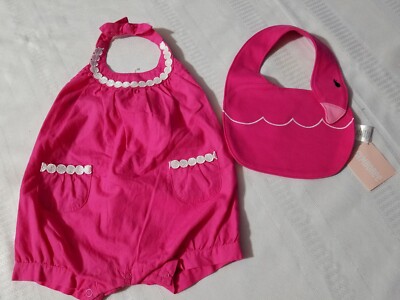 GYMBOREE Baby Girls 0-3 Month Flamingo Flowers Romper Bib
