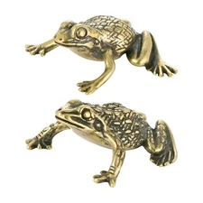 MAGICLULU Feng Shui Money Frog & Toad Figurine, 2pcs Brass Home Decor, Wealth...