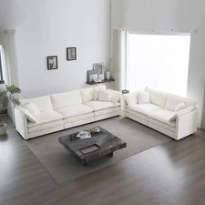 Sofa Set of 2 Chenille Couch, 2+3 Seater Sofa Set Deep Seat Sofa,Modern Sofa Set
