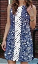 LILLY PULITZER for Target Size 2 Navy White Upstream Fish Print Dress 2