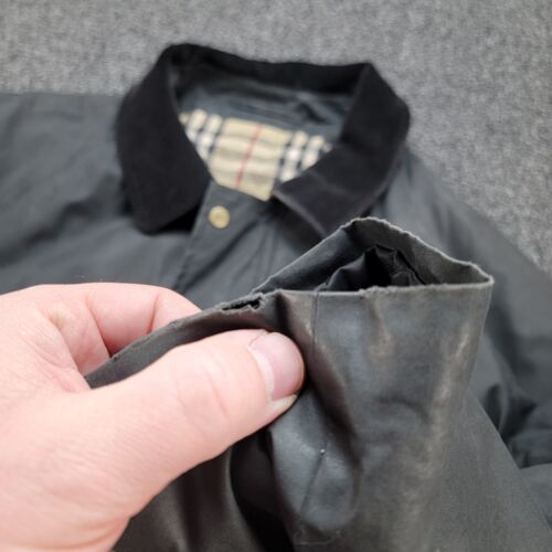 Burberry London Jacket Mens Large Gray Waxed Novacheck Plaid Field Barn Chore - Picture 6 of 24
