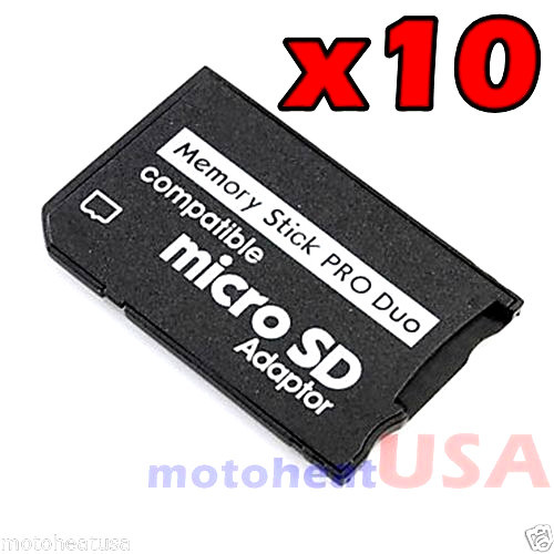 Lot x 10 Memory Stick MS Pro Duo Adapter Micro SD SDHC TF Card Reader PSP Series - Picture 3 of 3
