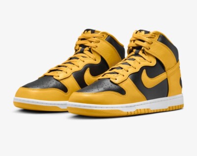 Wutang Nike Dunk High yellow and black leather trainers