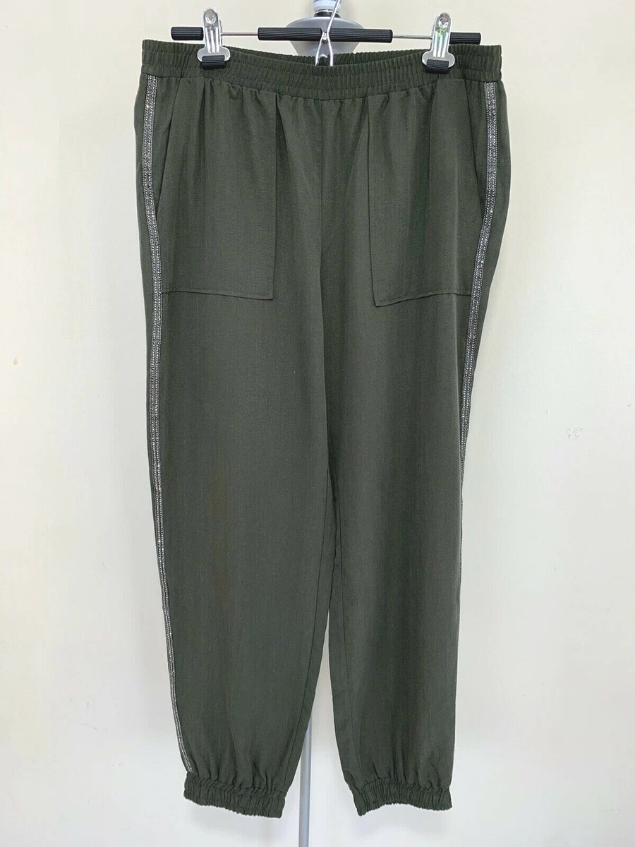 ZARA GREEN JOGGERS WITH RHINESTONE SIDE TAPING SIZE M 1971 156 507