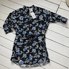 ZARA Gia Short Shirt Dress Size S  Flowers Floral Black New Bnwt