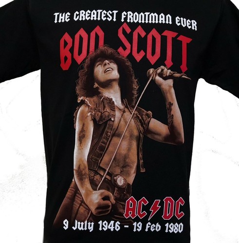 Vintage Bon Scott AC DC Men T-shirt Black Short Sleeve All Sizes S to ...