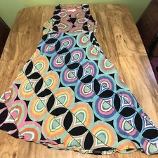 Anthropologie Kenzie Asymmetrical Geometric Multicolor Retro Dress Size 6 Small