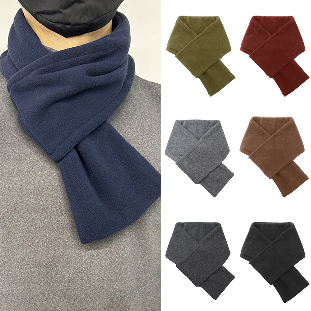 Men Fleece Neck Scarf Windproof Neck Protection Shawl Outdoor