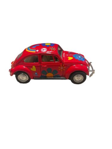 Pull Back Racer 1967 Volkswagen Beetle Hippy Flowers Peace Love Doors Open 1/32 - Picture 8 of 9