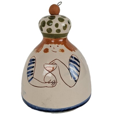 Hand Made Terracotta Wine Table Bell Bucharest Romania Woman Arta Aplicata