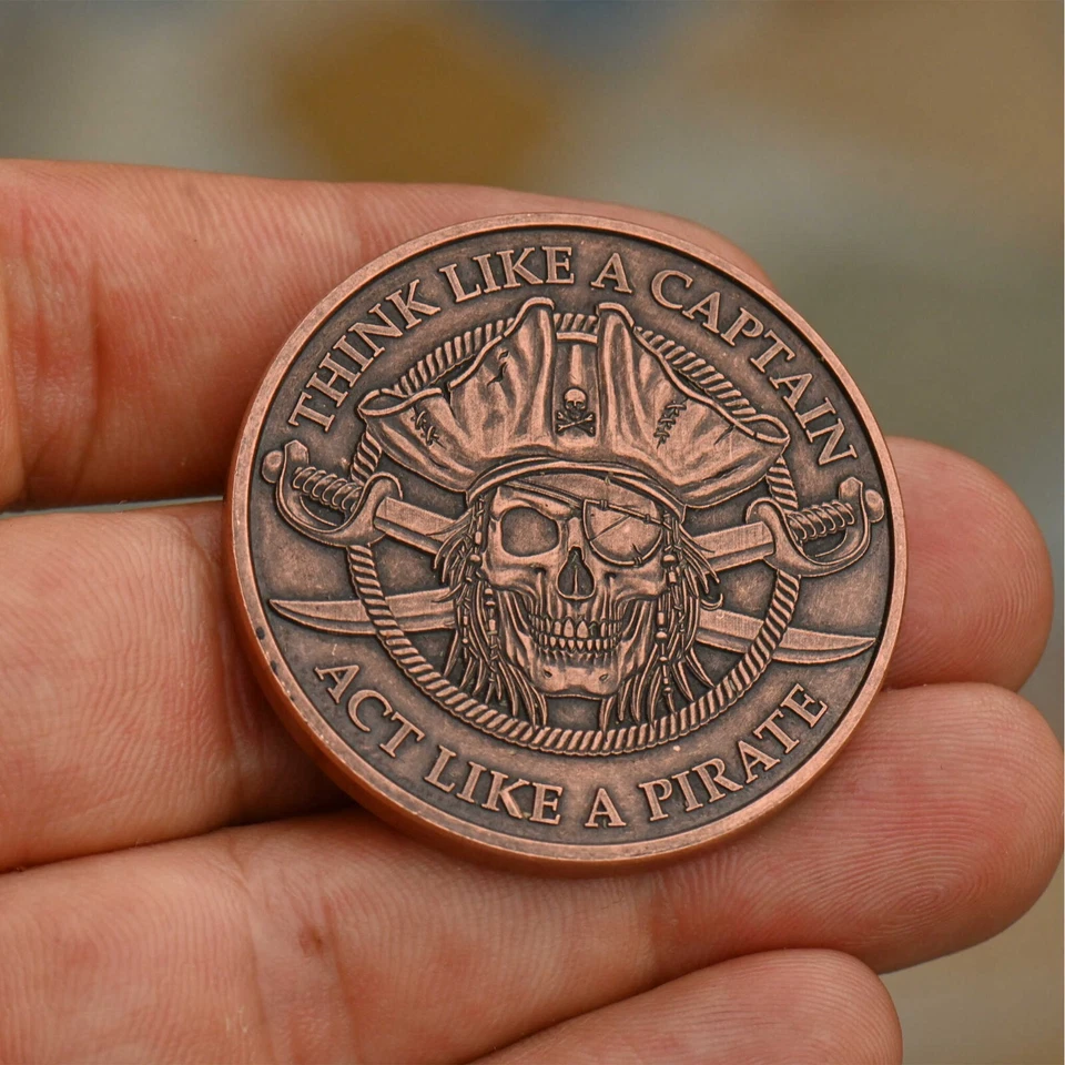 Moneda Pirata | Monedas Recordatorias EDC | Monedas Desafío Recuerdo Pulpo Calavera Foto 3 de 4