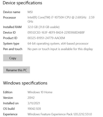 MSI GL65 15.6