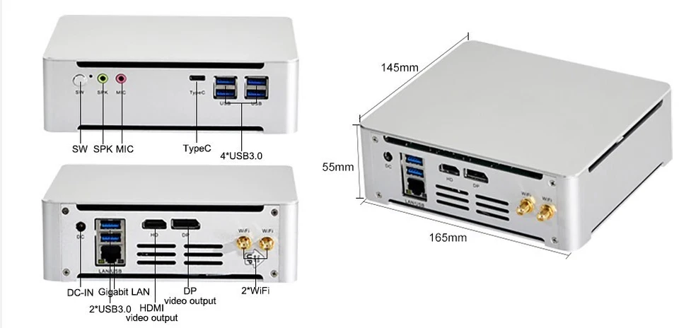 Intel i7-7820HK Mini PC Windows 10 Pro 16GB DDR4 RAM 512GB NVMe SSD 4K HDMI DP - Image 3 of 4