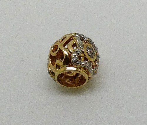 MICHAEL HILL MHJ 10CT YELLOW GOLD & STERLING SILVER DIAMOND EUROPEAN STYLE CHARM - Picture 2 of 11