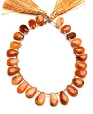Natural Orange Sardonyx Gems 11x8 to 12x9 mm Size Smooth Pear Beads 8.5" Strand