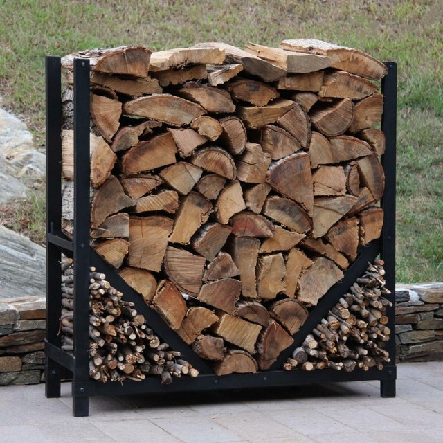Firewood Log Rack 4 Ft Wood Holder Storage Crib Straight Sides