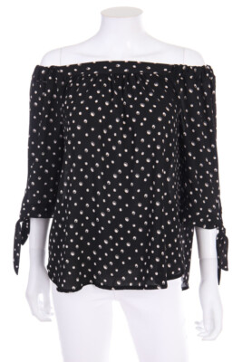 SECONDHAND Off-the-shoulder blouse to tie S black-white