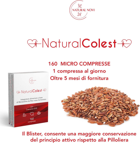 RISO ROSSO FERMENTATO Naturalcolest 160 Compresse | Oltre 5 MESI Di Fornitura | - Foto 3 di 12