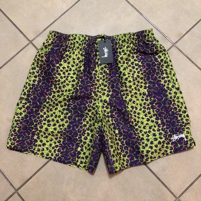 stussy leopard swim shorts