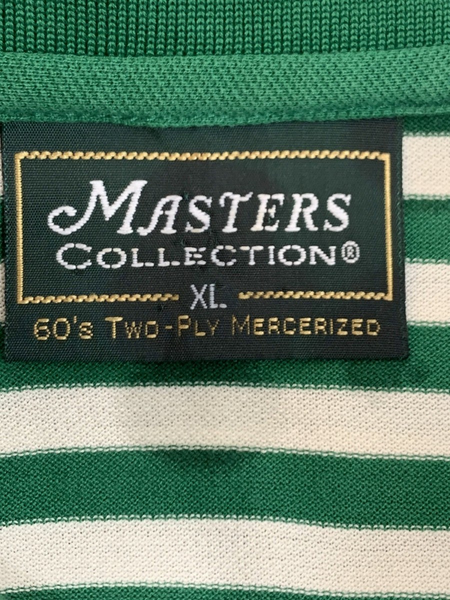 Master's Collection Mens Green White Striped S/S Golf Polo