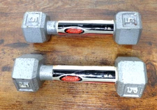 2 ATHLETIC WORKS 5 Lb Cast Iron Pair Of Hex Style Dumbbells Hand Free Weights