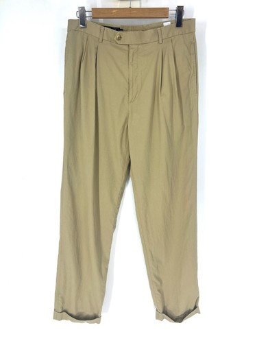 Bobby Jones Players Golf Trouser Pants Mens Size 34 Tan Tencel Cotton Pleated