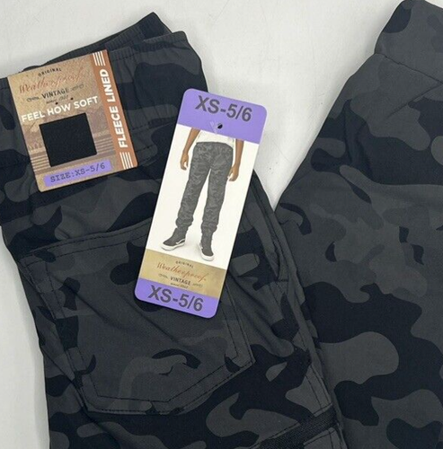 Boys Size XS (5/6) Weatherproof Vintage Black Camo Fleece Lined Joggers Pants - Picture 2 of 6