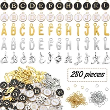 280 Pcs Letter Charm for Jewelry Making - Alphabet Charms Including 5 A-Z DIY Se