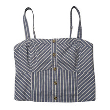 Abercrombie Fitch Corset Bustier Crop Tank Top M Blue White Stripe Coastal Beach