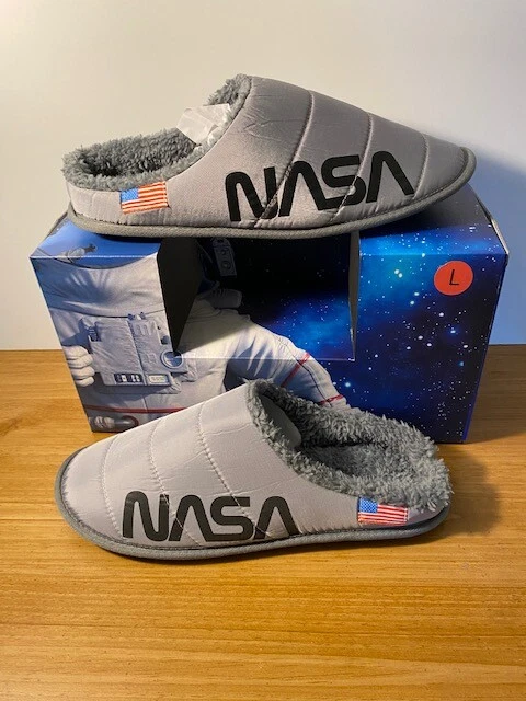 Brand New** Mens NASA Space Age Ozone Bedroom House Slippers Grey Gray  Large | eBay