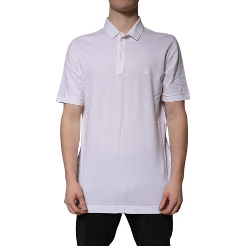 Dolce & Gabbana T-Shirt Weiß Baumwolle Krone Kragen Polo IT56/US46/XXL 310usd
