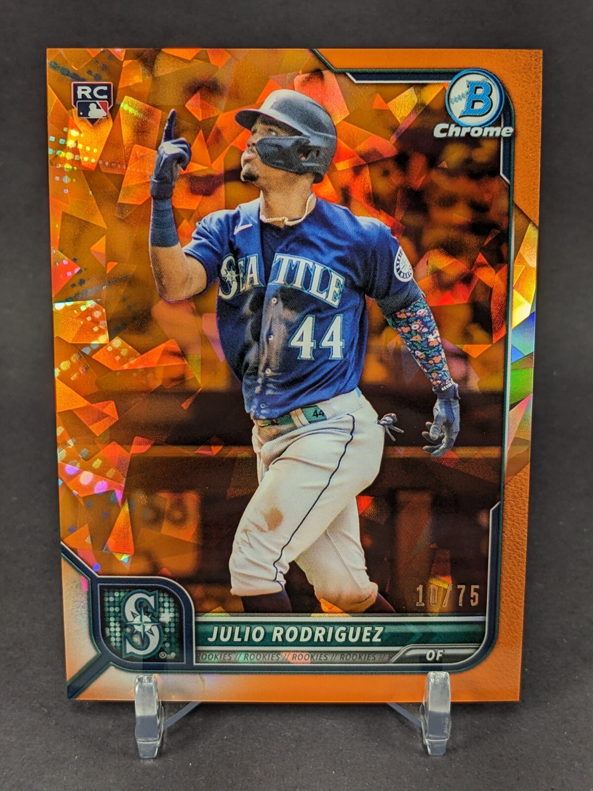 2022 Bowman Chrome Sapphire JULIO RODRIGUEZ Rookie RC Orange /75 #48 Mariners