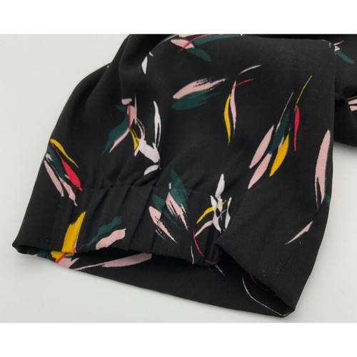 Halogen Floral Abstract Print Tapered Elastic Waist Pants Black & Multicolor M - Picture 8 of 9