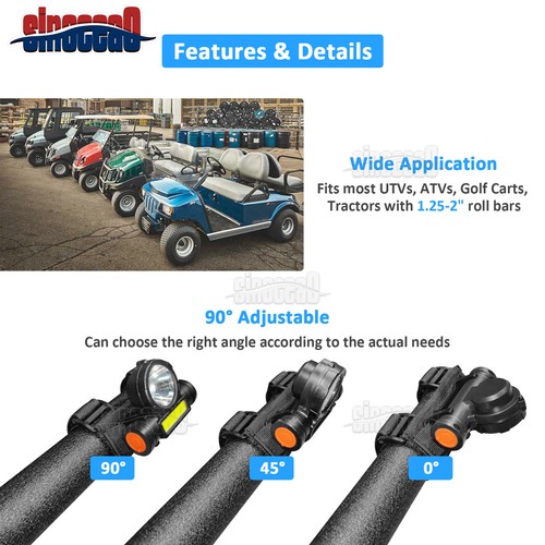 For UTV ATV Can-Am X3 2 Pack Roll Bar Super Bright LED Dome Light w/Grab Handles - Picture 5 of 13