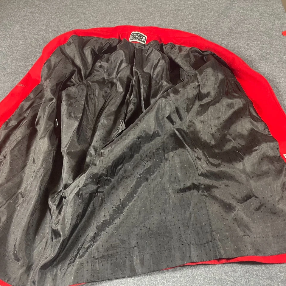 VTG Spencer Douglas Coat Women's Large Red Silver Buttons Lined Pockets Wool - Image 2 of 4