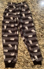 Members Mark Fleece Pajamas Boys Size 5 Black And Gray With Bears   