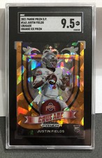 2021 PANINI PRIZM DRAFT - JUSTIN FIELDS - ORANGE CRACKED ICE RC 9.5 GEM MINT SGC