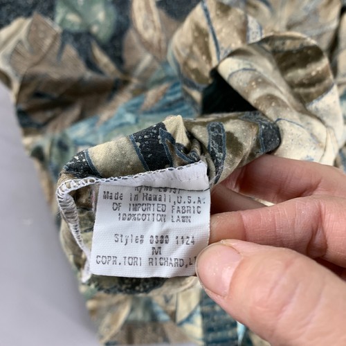 Tori Richards Shirt Mens Medium Button Up Cotton Lawn Speckled Tropical Leaf - Picture 7 of 8