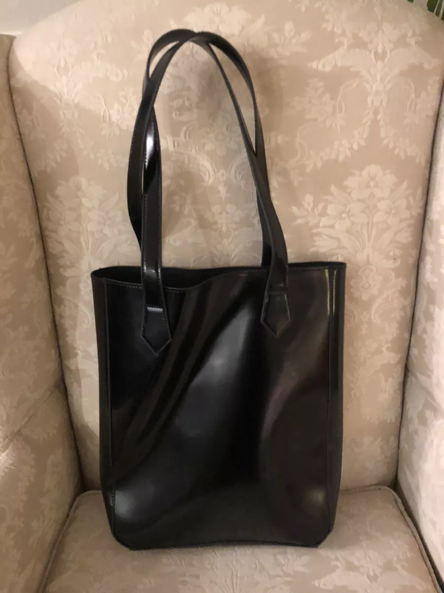 Givenchy Parfums Tote Bag Black Two Handle Black Patent Luxury Faux Leather