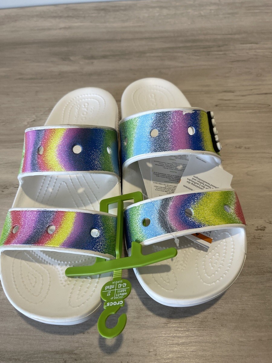 Crocs Classic Sandals Two-Strap Slides White Spray Dye Men’s 11  New s-l400.jpg main image 3