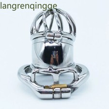 Detachable Double Lock Cage Stainless Steel Male Chastity Devices Curved Ring