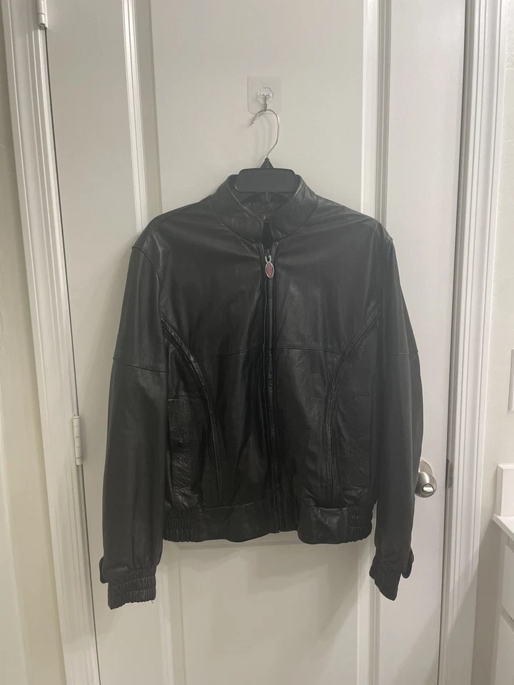 Chaqueta de moto First Gear de cuero acolchada pesada de lino talla grande negra para mujer Foto 2 de 4