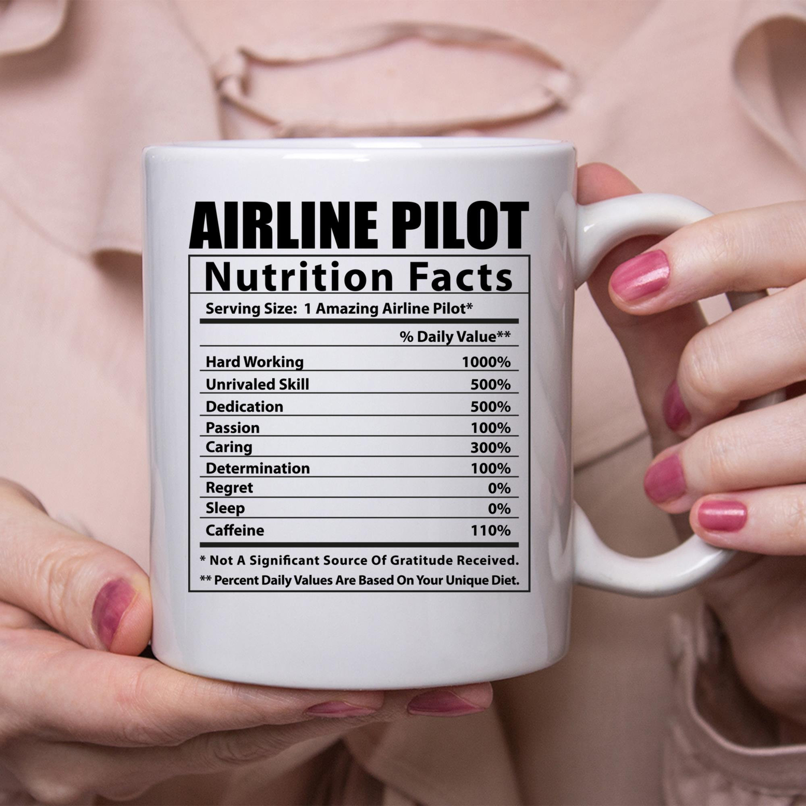 Funny Airline Pilot Nutritional Facts White Coffee Mug