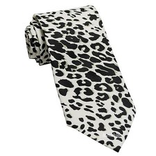 New Polyester Leopard Animal Print Formal Party Occasion Necktie White wedding