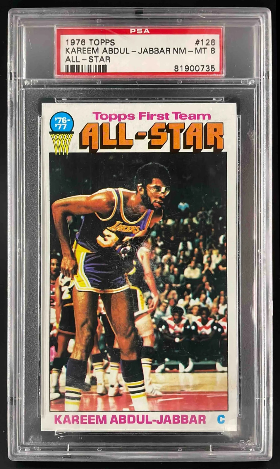 1976-77 Topps #126 Kareem Abdul-Jabbar All-Star PSA 8