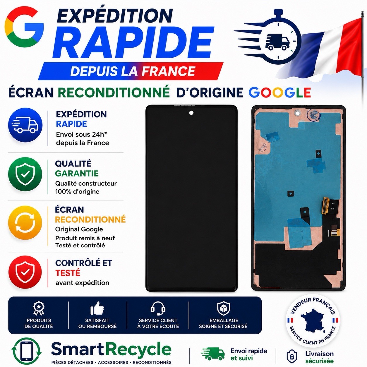 Ecran Tactile Original Reconditionné Google Pixel 6 Noir